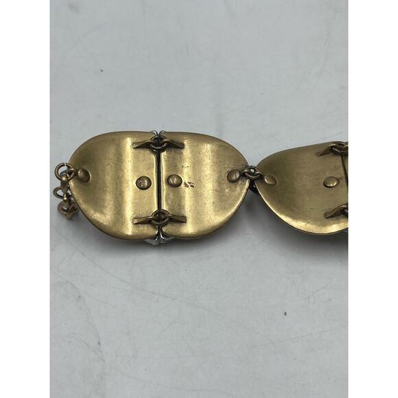 J. Crew Antique Gold Triangular Pave and Prong Set Rhinestone Bracelet - Picture 6 of 9